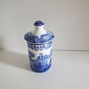 Spode Blue Italian Porcelain Basil Spice Jar 4.5"